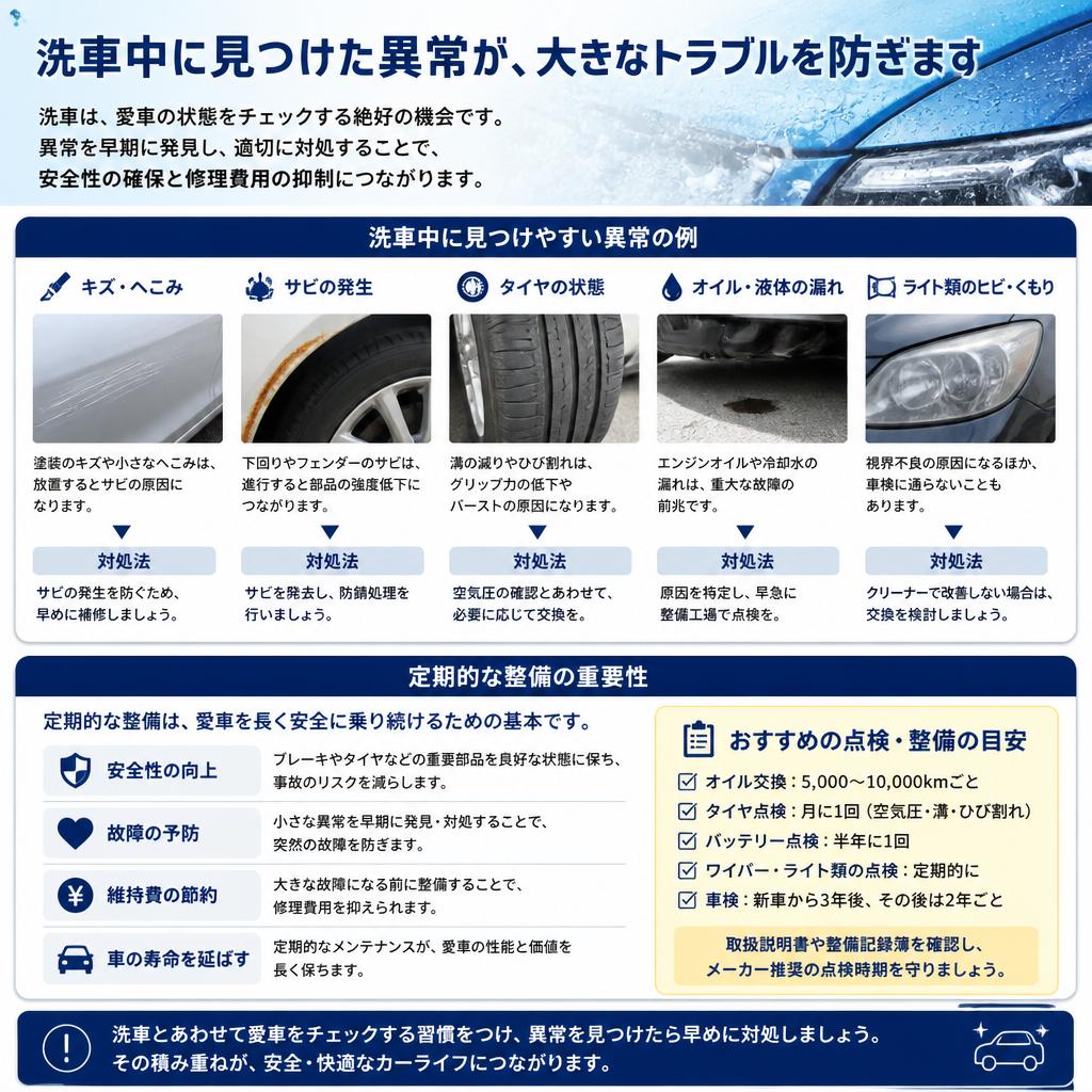 洗車を通じて気づく車両整備の必要性